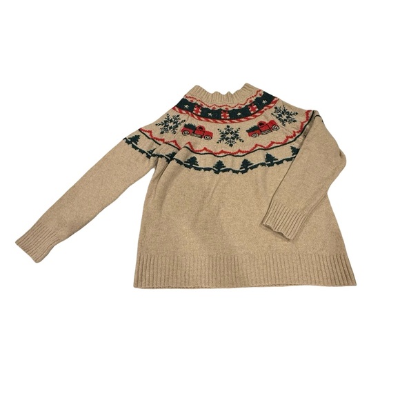 Maurices Sweaters - Maurices Tan Sweater with Festive Red and Green Accents